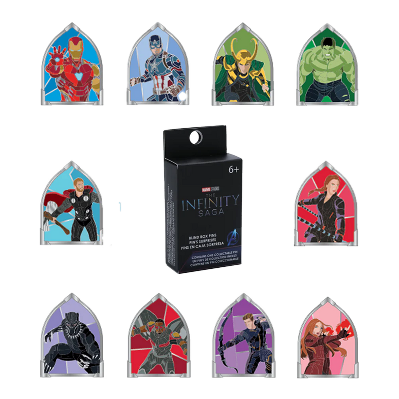 Marvel - Loungefly Avengers Stained Glass Blind Box Pins.