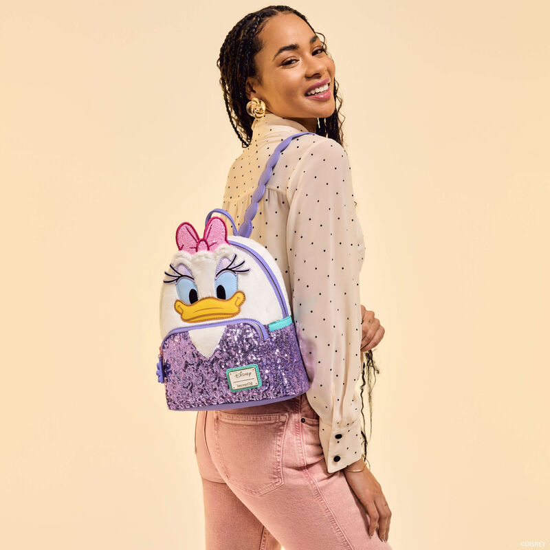Disney - Loungefly Daisy Duck Sequin Plush Mini Backpack