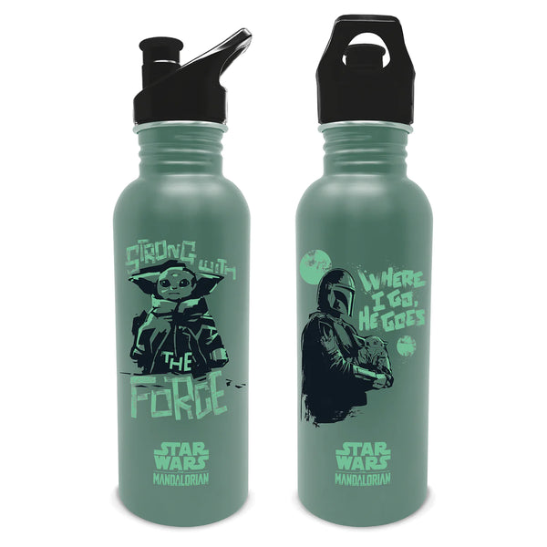 Star Wars - The Mandalorian (Wherever I Go He Goes)  Metal Canteen Drinks Bottle