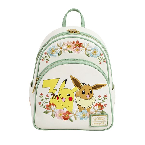 Pokemon - Loungefly Pikachu and Eevee Floral Mini Backpack