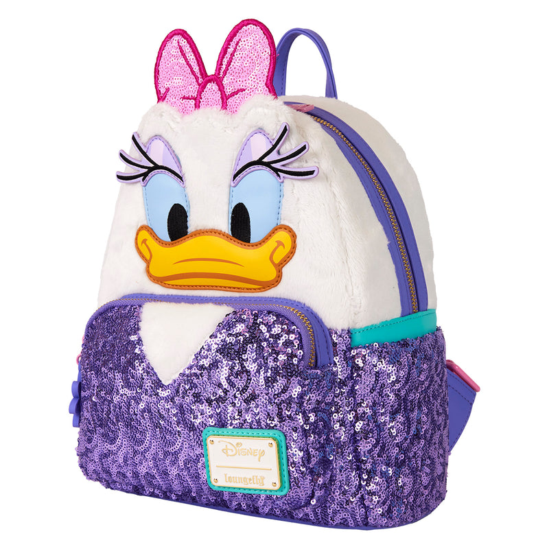 Disney - Loungefly Daisy Duck Sequin Plush Mini Backpack