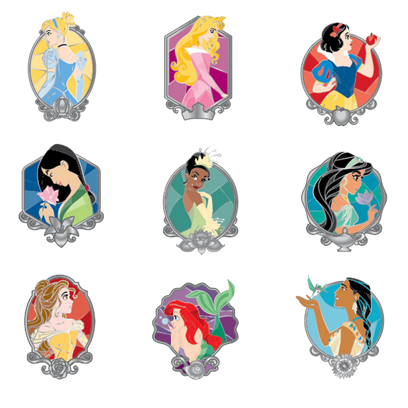Disney - Loungefly Pixar Princess Stained Glass Blind Box Pins.