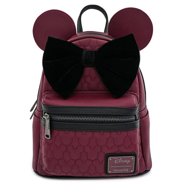 Disney - Loungefly Minnie Mouse Maroon Quilted Mini Backpack